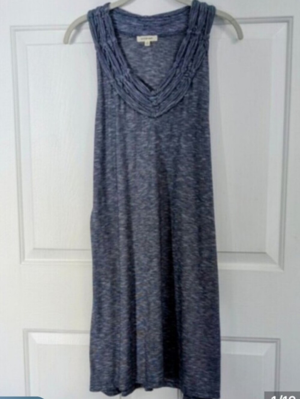 Fall Max Studio Sleeveless Navy Blue Heather V-Neck Knit Dress  Small Autumn - Picture 3 of 9